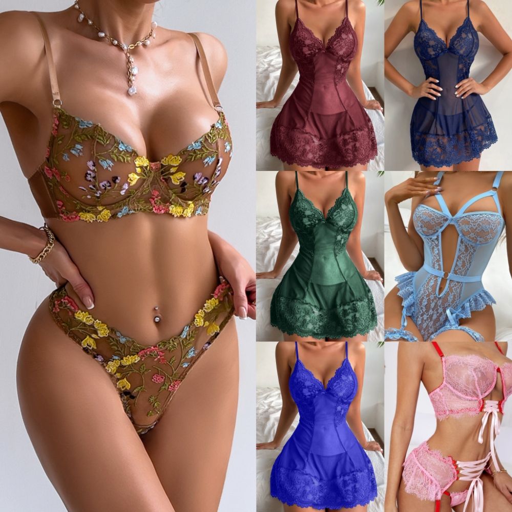 Wholesale Lingeries Ladies Underwear Sexy Bra and Panty New Design Transparent Lace Sensual Erotic Lingerie Sets