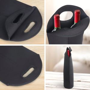 Ensemble de deux manchons isolants pour bouteilles de vin rouge avec poignée, plusieurs couleurs disponibles, portable pour l'extérieur - Product Image 4
