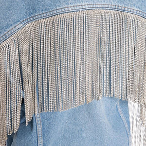 <span class=keywords><strong>Giacca</strong></span> di Jeans <span class=keywords><strong>Oversize</strong></span> da <span class=keywords><strong>Donna</strong></span> con Dettagli Personalizzati in Strass e Frange, Cappotto Invernale Vintage Stile Boho - Product Image 4
