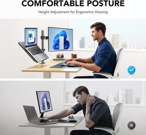 Support de moniteur ergonomique robuste à bras unique réglable pour bureau - Product Image 4