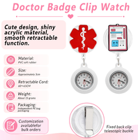 Montre de poitrine à fonction de rebond télescopique, motif cœur de dessin animé, en PVC souple, pour infirmière et médecin, en stock usine