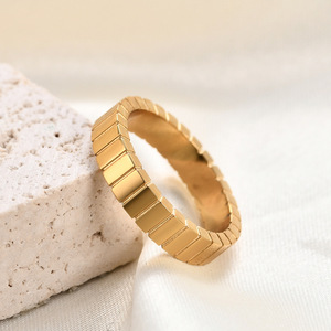 Fashion <b>Rings</b> Geometric Stainless Steel 4Mm Women's Gift Jewelry Gold <b>Silver</b> Color - Product Image 3