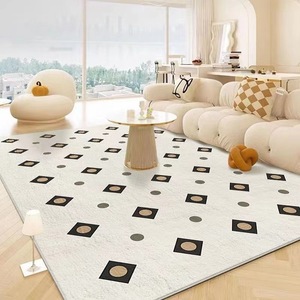 Alfombra Cremosa de Imitación de Cachemira Hengjiatai, Rectangular, con Patrón Geométrico, Estilo Wabi Sabi, para Sala de Estar o Dormitorio - Product Image 4