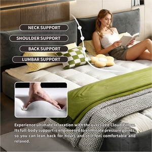 Letto King Size Imbottito in Ciniglia con <span class=keywords><strong>Testiera</strong></span> Oversize Imbottita <span class=keywords><strong>e</strong></span> Rimovibile - Product Image 4