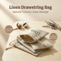 Pochette en lin avec cordon de serrage OEM/ODM, petit sac en tissu naturel avec cordon de serrage pour bijoux, cadeaux, rangement multi-usages, emballage
