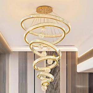 Lampadario a Sospensione Circolare in Cristallo, Personalizzabile, Moderno e Lussuoso, Stile Nordico per Soggiorno e Scale - Product Image 3