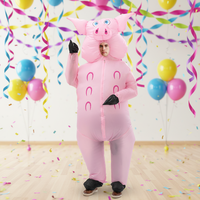 Costume de cochon rose gonflable pour adultes, convient aux personnes de 1,5 à 2 m de taille. Parfait pour Noël, le cosplay, les fêtes, les spectacles sur scène et les bals masqués