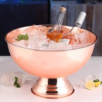 Bol à champagne en acier inoxydable Grand bol à glace plaqué métal 12L Bar à champagne rond Seau à glace pour bière KTV