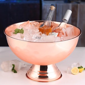 Cuenco de champán de acero inoxidable 12L Cuenco de hielo grande Chapado en metal Barra de champán redonda Cubo de hielo de cerveza KTV - Product Image 3