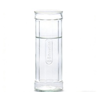Botol Kaca Bulat Elegan Terinspirasi Bambu Sishang 420ml dengan Tutup dan Label untuk Air Mineral & Jus