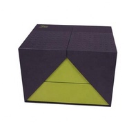Grand coffret cadeau de luxe en papier vert triangulaire noir pour produits cosmétiques et maquillage