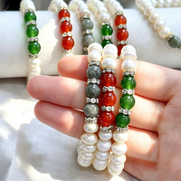 Bracelet de perles d'eau douce naturelles vintage Muses Jewels en promotion, 7mm-8mm, sur cordon élastique, bijou de déclaration orné de diamants, idéal pour les fêtes et les cadeaux