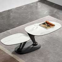 Table basse convertible multifonctionnelle moderne en verre trempé gris contemporain avec placage en noyer pour mobilier de salon – Vente en gros
