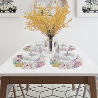 Napperons de table brodés OWENIE Lapin et Œufs, style Ferme, motif fleurs ajourées, ronds, Pâques, personnalisables
