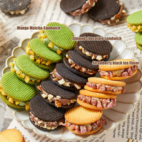 Biscuits sandwich au nougat artisanal avec morceaux de fruits et d'amandes, formule premium à la crème anhydre