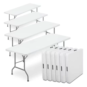 Açık katlama PP masa <span class=keywords><strong>Metal</strong></span> bacaklar yüksek yoğunluklu polietilen (HDPE) demir 240 cm (8 Ft) uzun boş dış mekan mobilyası - Product Image 6