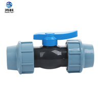 Válvula de Bola de PVC y PE para Tubería de Agua PN16 1/2"-4" Doble Unión Control Neumático OEM Personalizable Accesorio de Compresión de PP