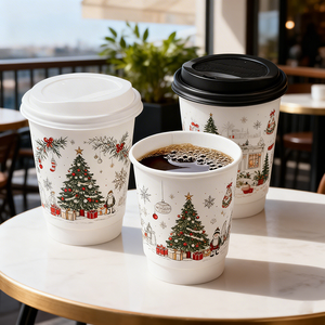 Vasos de papel para café de doble pared desechables, reciclables, OEM, ODM, con logo personalizado, de 16oz, 20oz, 22oz, para llevar. - Product Image 1