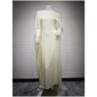 Ensemble Abaya Modeste LM096 pour l'Aïd et l'Iftar – Kaftan Longue Silhouette Chauve-Souris et Robe Intérieure avec Strass Papillon et Diamants, Coupe Droite