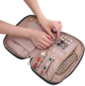 BSCI Factory 2024 NEW Product <b>Black</b> Travel Jewelry Organizer Bag Cases for Necklace Earrings Rings Bracelets <b>Storage</b> - Product Image 1