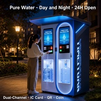 Distributeur d'eau intelligent extérieur 24h/24 avec paiement par pièces, QR et carte, eau purifiée par osmose inverse, eau froide, IoT, OEM
