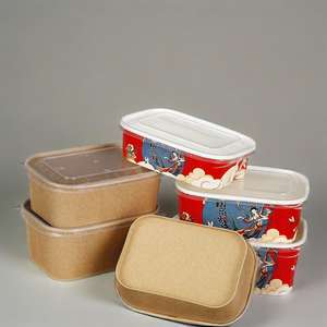 Bol en papier personnalisé de haute qualité avec logo imprimé pour fruits, restauration rapide, plats à emporter, salades, avec couvercle. - Product Image 1