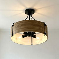 Plafonnier en fer au design moderne personnalisé, abat-jour en bois grainé, plafonnier pour cuisine, salon