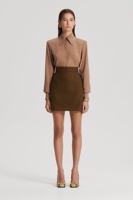 Jupe trapèze décontractée à la mode de haute qualité personnalisée en usine, Mini style gris-beige, vente chaude en gros de vêtements pour femmes