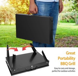 Parrilla Portátil Mini BBQ Plegable de Hierro para Carbón, Ideal para Camping, Viajes y Jardín, Ahorra Espacio - Product Image 5