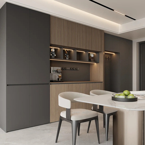 Armadio per Scarpe Personalizzato Tradizionale per Tutta la Casa, Mobile Integrato per Soggiorno con Porta in Vetro Curvo, Modulare in Legno Massello - Product Image 1