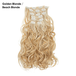 <span class=keywords><strong>Sela</strong></span> Extensiones de Clip de onda de cuerpo rizado de 7 piezas para mujer Peluca de estilo americano europeo Fibra de alta temperatura Dropshipping directo - Product Image 6