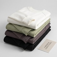 Sweat-shirt ras du cou épais pour homme 380 GSM, pull molletonné à manches raglan, coupe minimaliste ample, streetwear, haut vierge