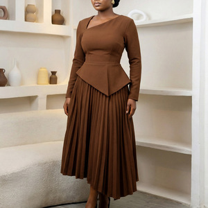 PASUXI 2026 Nuova Collezione <span class=keywords><strong>Primavera</strong></span> Abbigliamento Donna Elegante Abito Vintage con Colletto Obliquo e Vita Alta di Media Lunghezza per Signore - Product Image 2