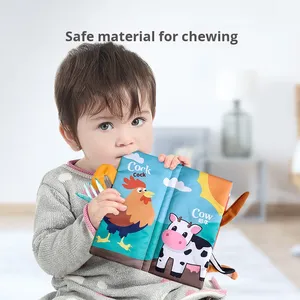 <span class=keywords><strong>Livre</strong></span> en tissu éducatif transfrontalier pour enfants, jouet pour bébé résistant aux déchirures, <span class=keywords><strong>livre</strong></span> interactif en papier grincant pour l'éveil - Product Image 3