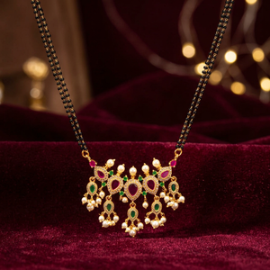 Antique Pearl Mangalsutra Classic Emotion Link Chain Fashion Pendant Necklace with Gold Plating Available at Reasonable Price - Product Image 2