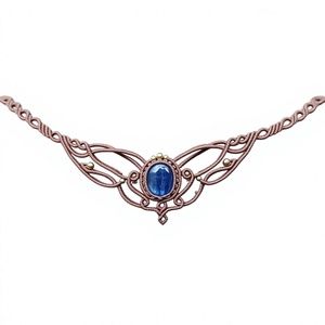 Collier pendentif en macramé rose poudré fait main avec pierre précieuse bleue |   Bijoux ajustables en perles dorées de style bohème pour femmes - Product Image 1