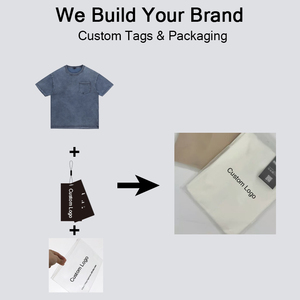 Camiseta Kuenzi para Hombre, Color Denim Lavado, con Bolsillo, 240GSM, 80% Algodón, 20% Poliéster, Estilo Vintage, Hombros Caídos, Estilo Urbano, OEM - Product Image 4