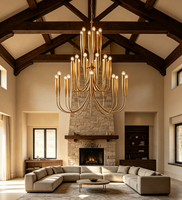 Lustre Cano Lighting de luxe à 30 lumières en laiton avec finition feuille d'or antique, luminaire suspendu décoratif pour salon de villa
