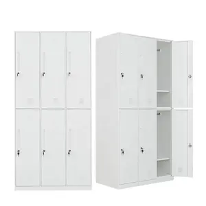 Wholesale Customized Gym Office School White Color 6 Doors Steel Storage Locker Cabinet