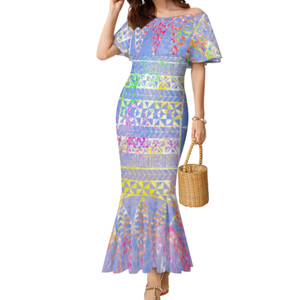 Nouveautés Robes de soirée sirène à épaules dénudées pour femmes, design tribal polynésien Elei, personnalisées, à une épaule, à queue de poisson - Product Image 3