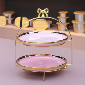 Dễ thương Bowknot trang trí đám cưới kim loại món tráng miệng đứng bảng bánh tự chọn thực phẩm kẹo hiển thị giá 2/3 Tier món tráng miệng cupcake bánh đứng - Product Image 4