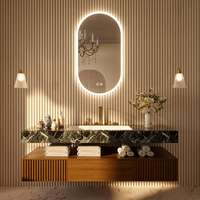 Vente en gros Stock américain Miroir LED intelligent sans cadre pour salle de bain Miroir de salle de bain ovale moderne avec interrupteur tactile éclairé Appartements de dépôt