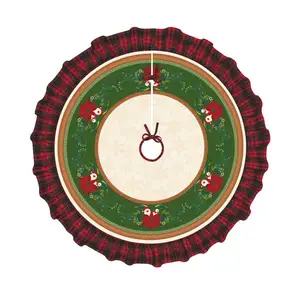 온라인 실내 및 실외 휴일 장식 크리스마스 트리 스커트 빨간색과 검은 색 격자 무늬 더블 크리스마스