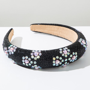Châu Âu Mỹ headbands đối với phụ nữ sang trọng thời trang trái tim trang trí nhiều màu lấp lánh miếng bọt biển kim cương Rhinestone <span class=keywords><strong>Headband</strong></span> - Product Image 4
