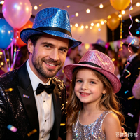 Sombrero Fedora con Lentejuelas Brillantes para Baile, Hip Hop, Fiesta, Disfraz, Carnaval, Halloween, Navidad, Año Nuevo, Adultos y Niños