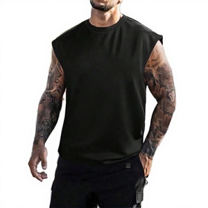 Wholesale 100% Cotton 180g Gym Tank Top for Men Custom Logo Digital Printed Breathable Knitted Casual Fitness Running Blank - Product Image 2