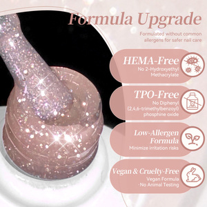 BORN PRETTY 10ml Vernis à ongles gel pailleté argenté rose scintillant, vernis à ongles semi-permanent réfléchissant brillant, vernis à ongles pour <span class=keywords><strong>manucure</strong></span> - Product Image 6