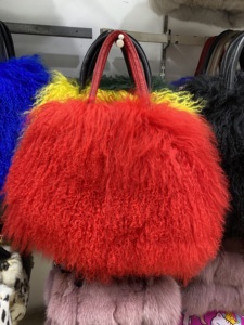 Borsa in Pelliccia d'Agnello Mongolo Stile Coreano, Borsa a Mano alla Moda con Pelo Lungo e Riccio, Borse in Pelliccia d'Agnello per Donne - Product Image 3
