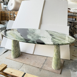 SW STONE moderno Gran oferta verde lujo mármol cocina Verde utopía mármol personalizado ovalado decoración piedra Natural mesa de comedor - Product Image 2