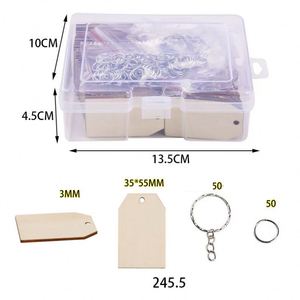 DIY Craft Supplies Blank Unfinished Rectangle Wooden Keychain Key <b>Tags</b> Set 50 PCS - Product Image 2